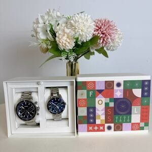 Fossil BQ2828SET His and Hers Multifunction Stainless Steel Watch Box Set